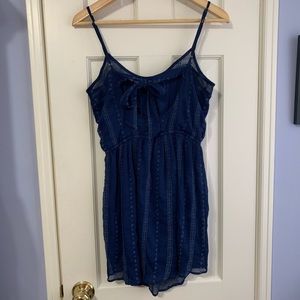 Navy blue sundress w dark blue embroidery details